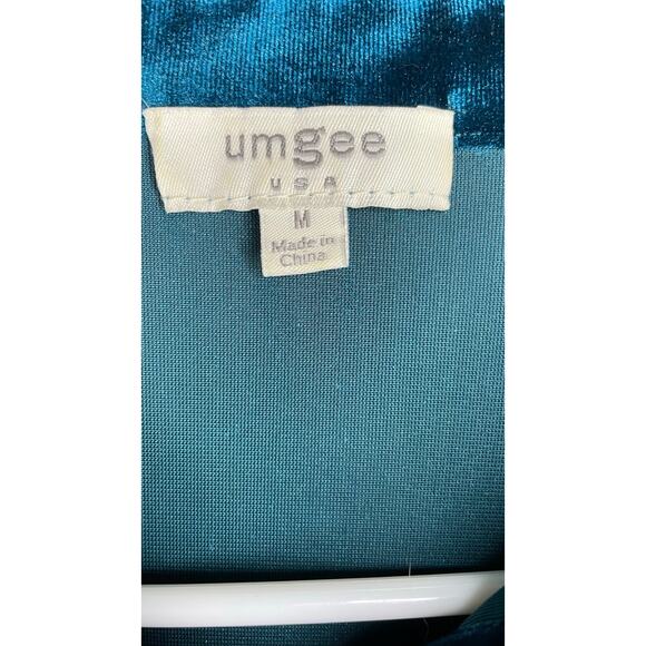 UMGEE Velvet Button Down Collared Top teal - Picture 4 of 6
